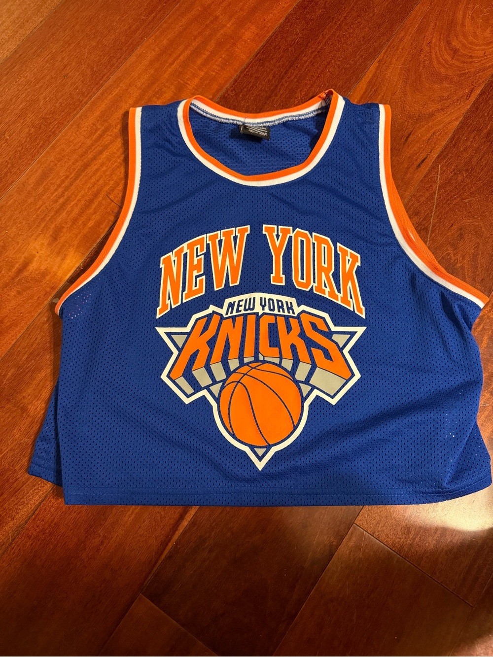 NBA New York Knicks Blue and Orange Women's Crop Jersey Tank